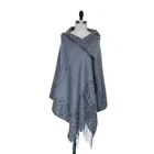 Gray Ladies embroidered knitting cotton embroidered scarf