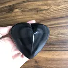 Natural rainbow black obsidian heart polished black quartz stone heart for gift