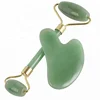 2019 Hot Sales 100% Natural Green Jade Stone Welded Handle Anti Aging Jade Facial Roller