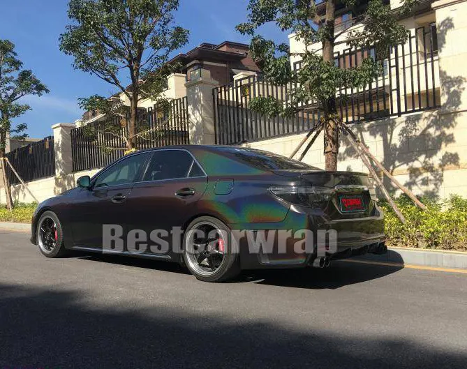 black psychedelic gloss flip vinyl car wrapping sticker film (1)