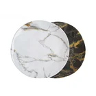 Hot selling custom logo restaurant unbreakable OEM melamine round black and white dinner plate for home restaurant