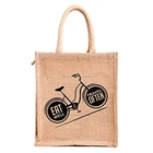 2017 China Factory For Shopping Imprint Customized Logo Promotion jute bag with zipper