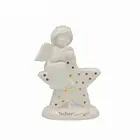 Christmas Ceramic home decoration porcelain angel sitting star with LED light from vivid gifts