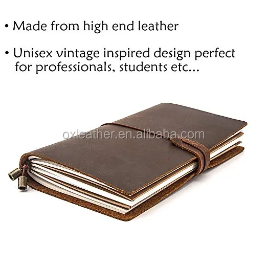 handmade vintage leather notebook refillable gift business