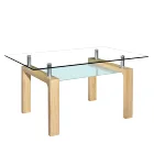 Legs Dining Center Table Wood And Glass Modern Wooden Legs Tempered Glass Dining Table Coffee Center Table Rectangle Square