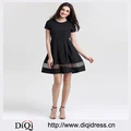 Fashion Round Neck Solid Casual Summer Dress Plus Size Splice Sexy Black Vintage Office Dresses