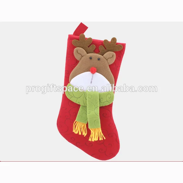 set of 2 polyester sock hanger holder felt christmas stocking
