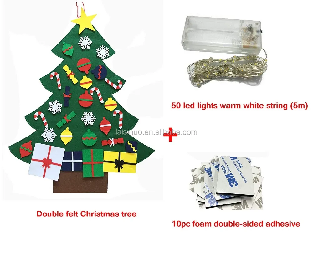 felt christmas tree set with ornaments double stitched 3.