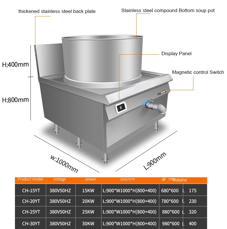 15kw CH-15YT 2018 New Style Commercial Microcomputer Induction Soup Cooker