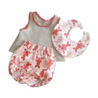2018 spring summer linen 3pcs girls baby clothing set