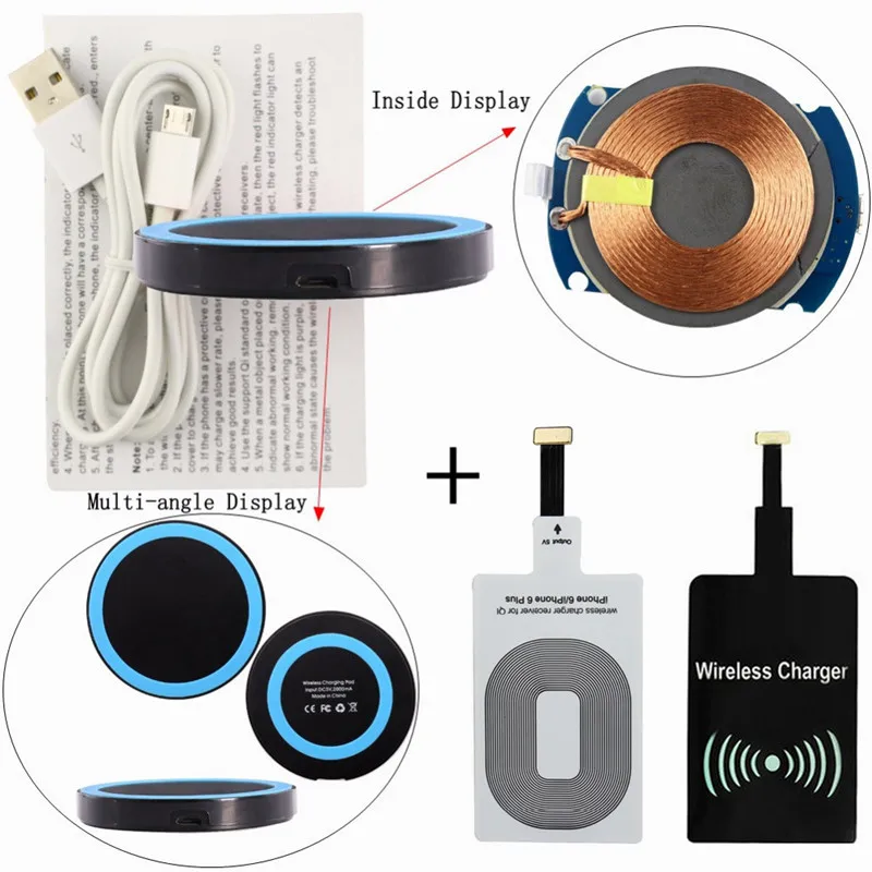 Behenda 2019 New Universal Q5 Qi Wireless Mobile Charger Charging Pad with Qi Receiver wireless charger - ANKUX.COM