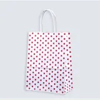 Cheap Price Recyclable Colorful Pattern White Kraft Paper Shopping Bag With Drawstring Handle