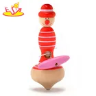 2018 wholesale high quality children educational toys wooden spinning top W01B020