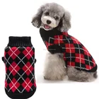 2017 Dog Winter Clothes Crochet Dog Argyle Sweater Clothes Knitted for Small Doggie Puppy Cat