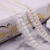 fancy made in china 3cm size ruffle white tulle lace with pearl