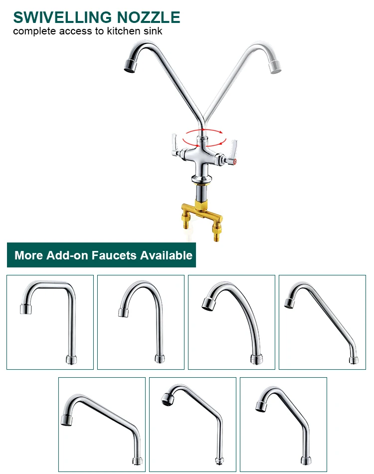 Wholesale Faucet Cheap Tapware Dual Handles Stainless Kitchen Sink Faucet Water Tap