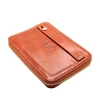 Full grain leather travel organizer holder wallet zipper folder portfolio