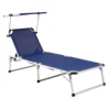 Collapsible Sun Lounger with Roof Adjustable Folding Beach Bed with Sunshade Folding Beach Lounger Pool Lounger Swimming Chair
