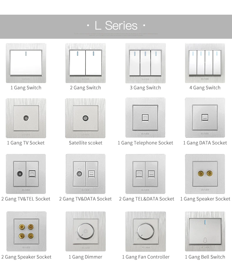 SIASE House 86 Series Model 220V Flush Mount Silver 10 amp Control LED Light Switch