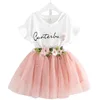 Lovely Fashion Summer 3-7 Years Girls 2 pcs/Set Party Clothing T-shirt Short Skirt Suits for Girls Clothes