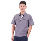 new arrival summer short sleeve unisex woman men's cotton workwear shirt