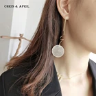Fashion 925 sterling silver gold hanging big hoop shell earrings
