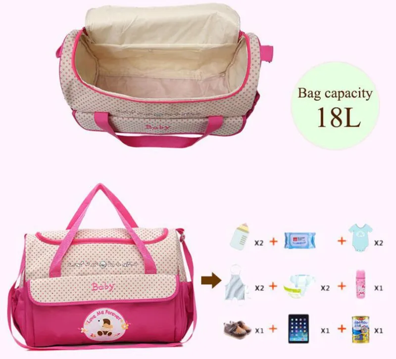 CROAL CHERIE 381830cm 5pcs Baby Diaper Bag Sets changing Nappy Bag For Mom Multifunction Stroller Tote Bag Organizer (2)