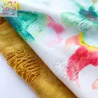 High quality knitting tie dye rayon fabric cut flower with paper printing for women dress