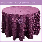 TX22562 popular cheap purple elegant petal linen wedding table cloth
