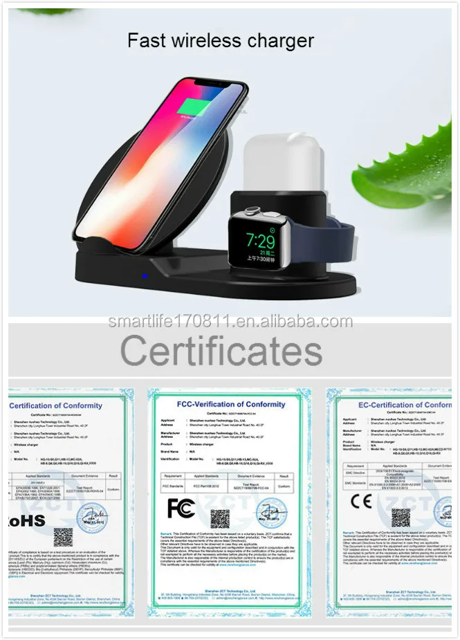 10W 7.5W 3 dans 1 Support de Chargeur Sans Fil Station de Recharge Rapide Sans Fil Station D'accueil pour iPhone apple watch - ANKUX Tech Co., Ltd