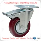 Medium Duty Swivel Castor with brake PU Wheel Ball Bearing Metal Cover