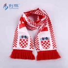 Free sample customized printed knitted football acrylic fans scarf with tassel