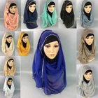 Fashion Ladies Muslin Cotton Scarf Shawl Gold Border Muslim Hijab Head Covering Scarf