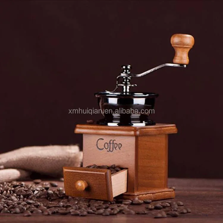 Low cost high quality food safe wooden manual coffee grinder industrial