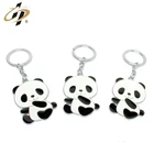 Promotional cheap custom sliver metal enamel lovely panda keychains