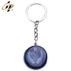 Shuanghua metal sliver 3.5 CM diameter custom logo keychain with epoxy