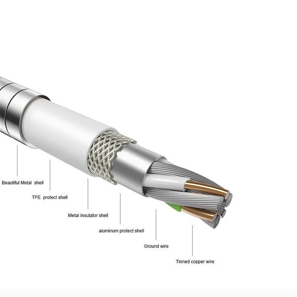 Alloy Metal 8 Pin USB Charging Cable Charger Cord Wire for iPhone X 8 8 plus 7 plus 6s - ANKUX.COM