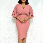 women casual v neck dresses lady work office clothes