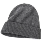 custom solid color winter thick plain knitted 100% cashmere beanie hat