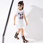 YDM Wholesale Child Clothes Stripe Girls Printed Hot Selling Character Casual Tshirt Dress Summer Style Short Sleeve Beach