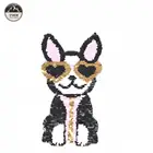 Hand Maker Sequin and Embroidery Work Blouse Designs Cool Dog Shaped Patches Wholesale Reversible Patches Stock for Clothes