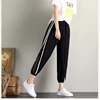 2019 summer sweat 100% polyester mesh splice harem cropped trousers