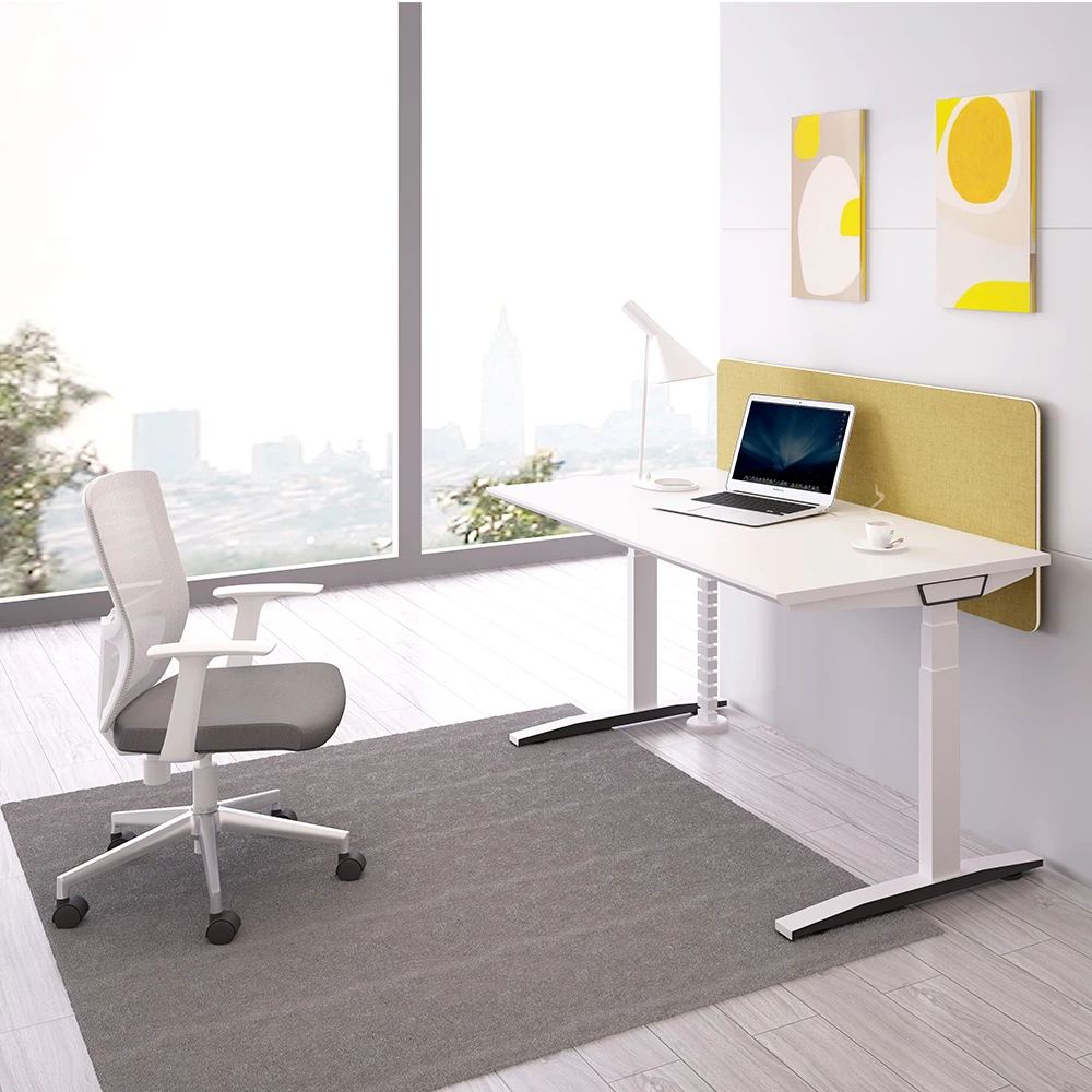 Modern Luxury White Executive Office Table Desk Electric Height