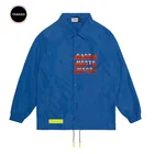 Men's Trendy Fashion Printing Hip Pop Style Outerwear Streetwear Blue Coach Jacket