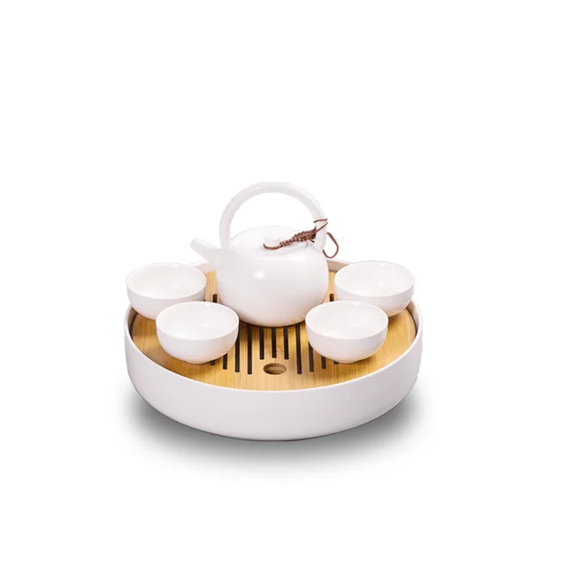 best seller white teapot set teaware with tea tray