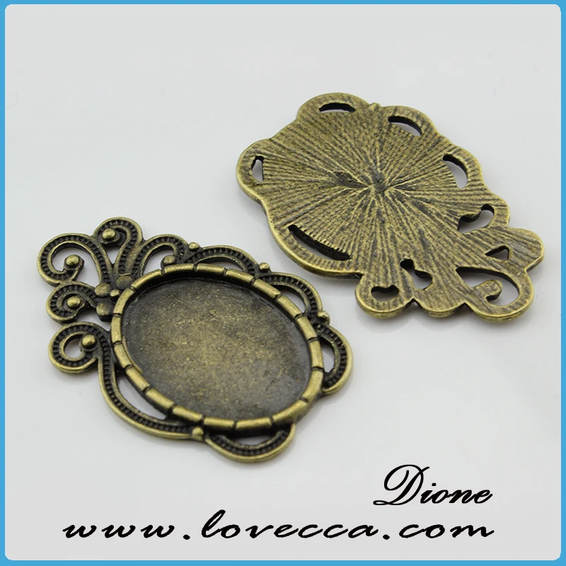 Antique bronze alloy cameo trays ,alloy pendant base for cabochons,fashion necklace pendant tray