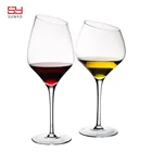 Elegant Handmade Lead-free Crystal Clear Slanted Mouth Red Wine Glasses