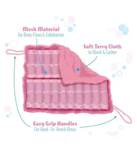 2PCS/LOT Easy Reach The All-in-One Full Body Loofa Wash Cloth