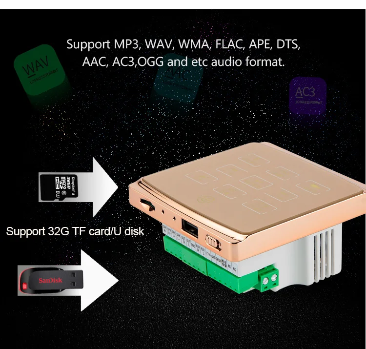 Oupushi A1 Smart Home Music System Wall Pad Bluetooth MIni USB Amplifier With TF Crd, Remote Control, - ANKUX.COM