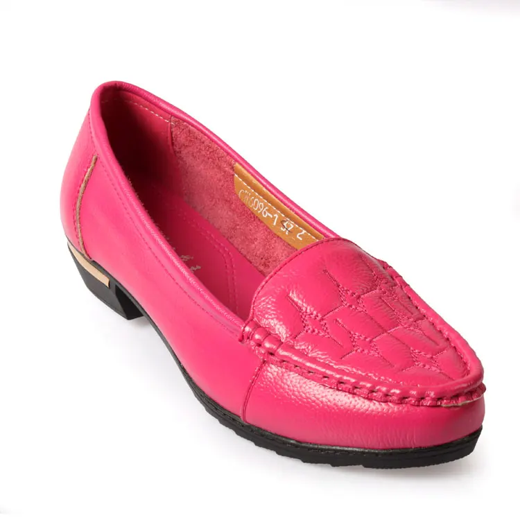 Genuine leather shallow mouth female shoes single shoes first layer of cowhide soft outsole mother shoes round toe with the